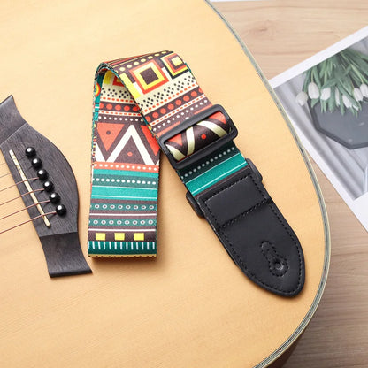 Fashion Retro Ethnic Style Guitar Strap Adjustable Leather Strap for Folk Guitar Electric Guitar Bass Ukulele Guitar Accessories Beauty World Shop