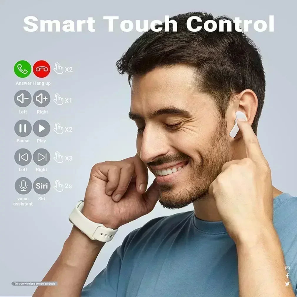 TWSHK3 Wireless Bluetooth Earphone Noise Canceling HiFi Stereo Sport Headphones with Digital Display Transparent Charging Case Beauty World Shop