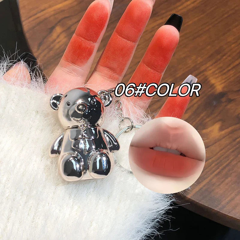 ART VALUE Bear Doudoun Velour Lip Clay matte Mist Face with White grey pink keychain lip glaze Beauty Trend Shop