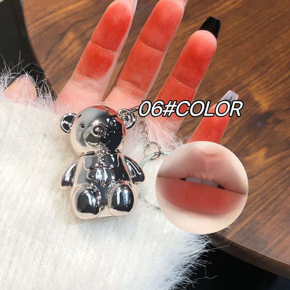 ART VALUE Bear Doudoun Velour Lip Clay matte Mist Face with White grey pink keychain lip glaze Beauty Trend Shop
