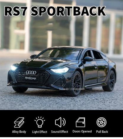 1:32 Audi RS7 Sportback Model Toy Cars Alloy Diecast 6 Doors Opened with Pull Back Rubber Tires Ornament Vehicle Toys Gifts Beauty World Shop