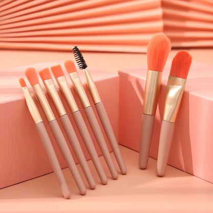 8-Piece Mini Soft and Fluffy Makeup Brush Set, Perfect for Makeup Beginners, Used for Foundation, Blush, and Eyeshadow to Create Beauty World Shop