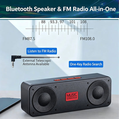 S18 Bluetooth Speaker W/ Subwoofer, FM Radio, 20H Battery, Waterproof, Stereo for Phone/PC Outdoor Beauty World Shop