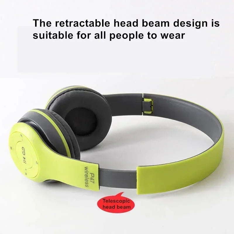 Bluetooth 50 Wireless Headphones Foldable HIFI Stereo Bass with Mic USB Adapter for iPhone Gaming Beauty World Shop