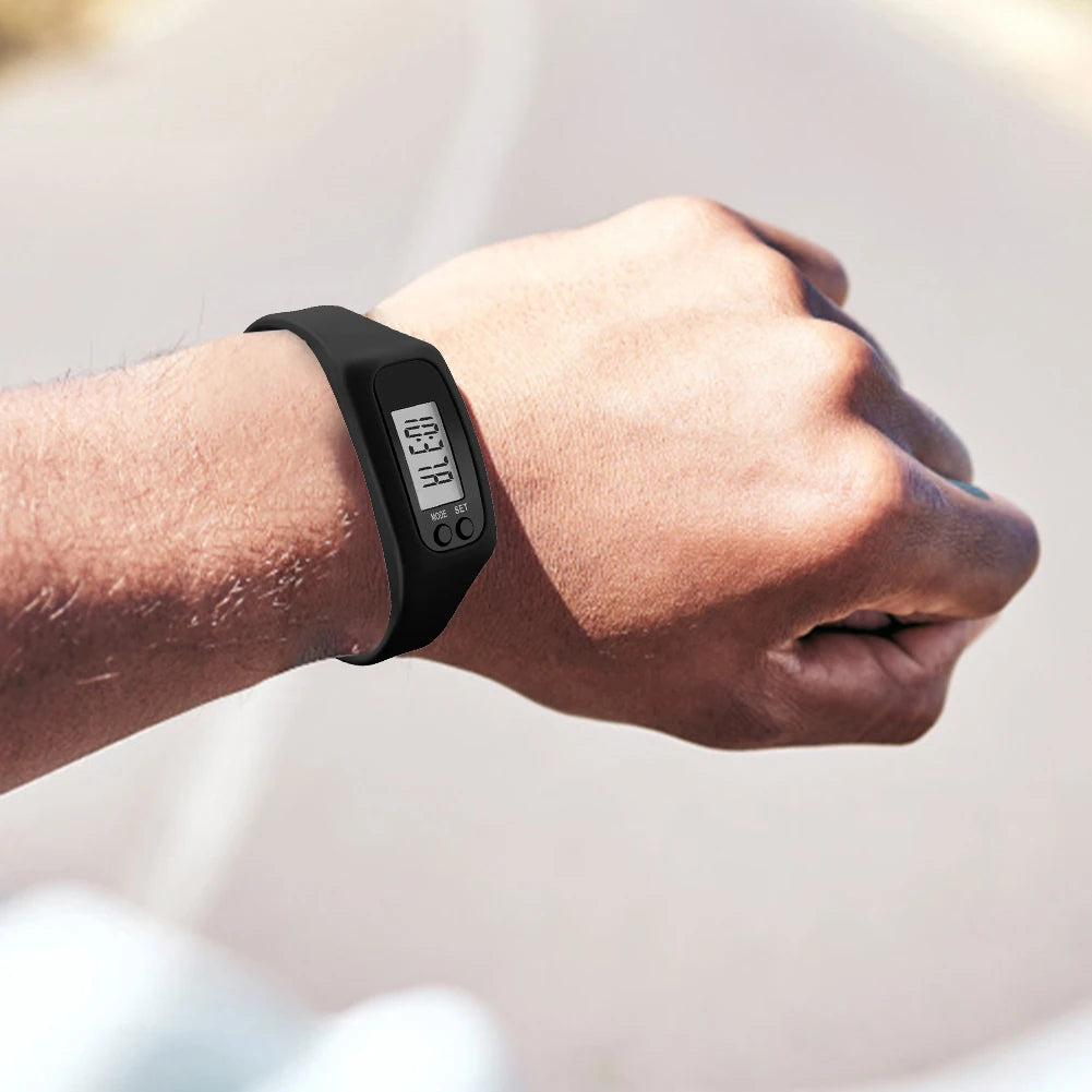 LED Pedometer Bracelet Walking Running Pedometer 12/24H Time Display Silicone Step Tracker Fitness Watch for Outdoor Sports Beauty World Shop