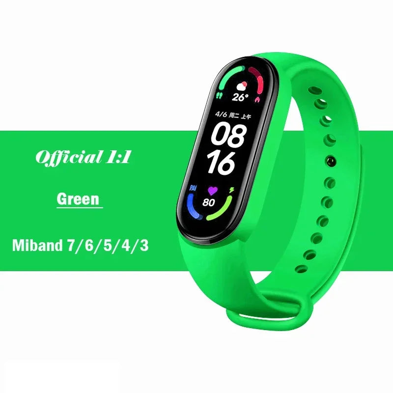 official Silicone Strap For Xiaomi Mi Band 4 5 6 7 Bracelet Sport Watch Wristband Miband4 miband7 Correa Mi band 3 4 5 6 7 Band Beauty Fashion