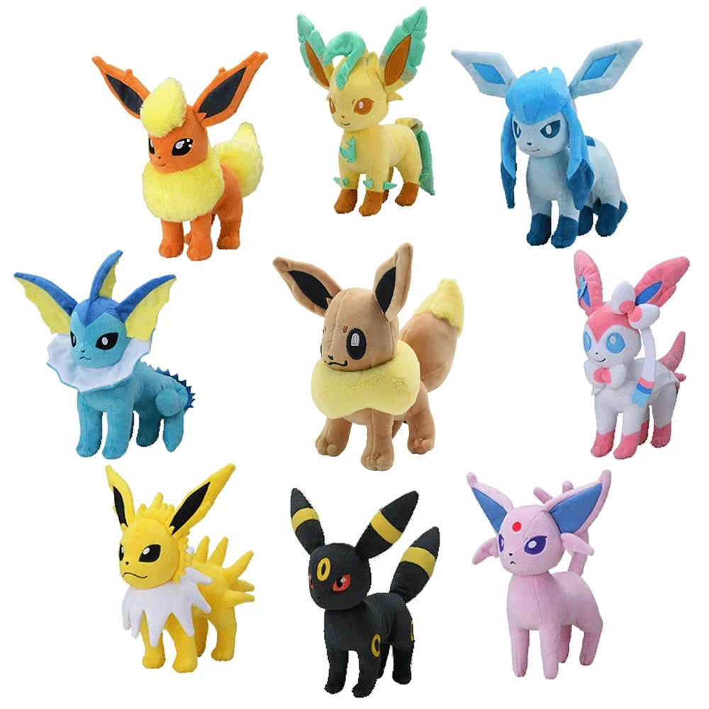 Eevee Evolution Sylveon Flareon Jolteon Umbreon Vaporeon Pikachu Stuffed Animal Soft Dolls Kids Baby Gift Beauty World Shop