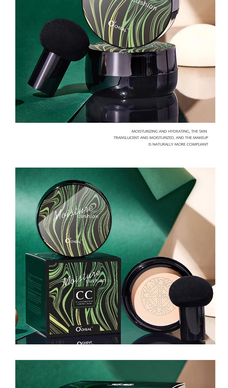 Ocheal BB Cream Air Cushion Compact Make Up Foundation Concealer Cream for Face Cosmetics Makeup Mushroom Head Puff Beauty World Shop