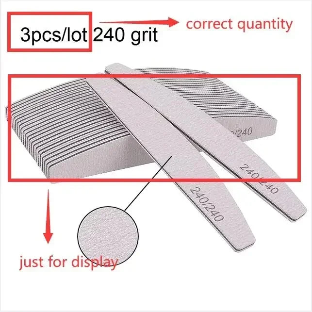 5/10Pcs Professional Nail File 150/180 Sandpaper Strong Thick Nail Files Sanding Half Moon Lime nail accessories and Tools Beauty World Shop