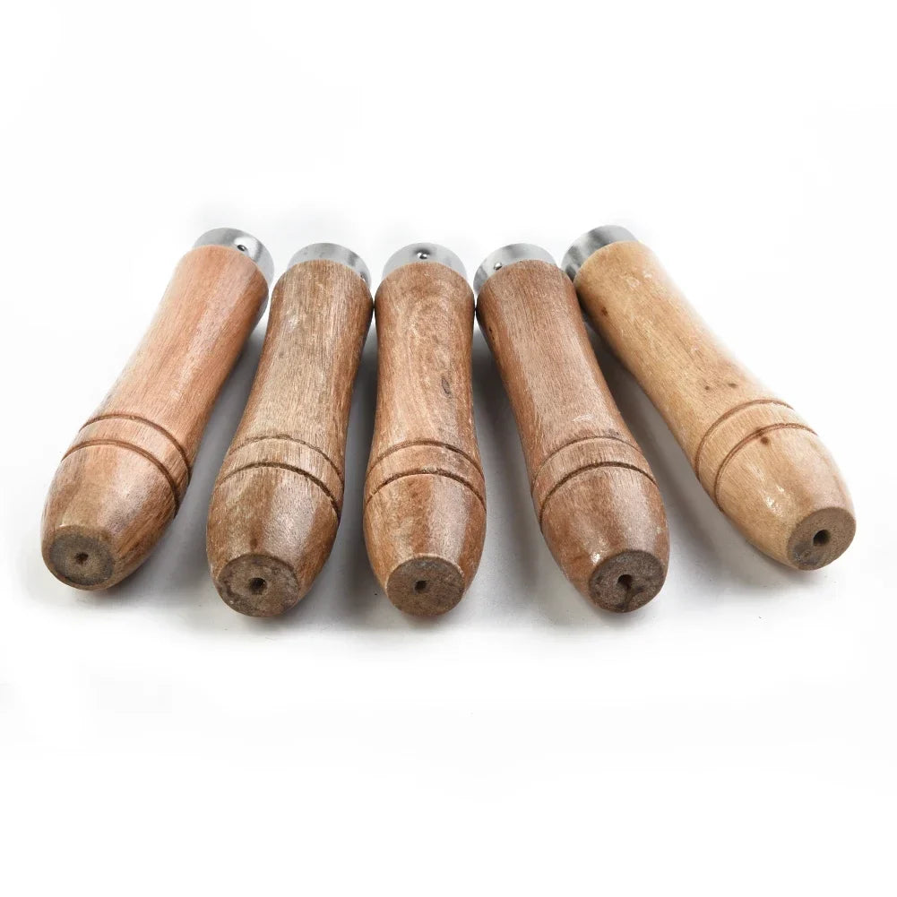 5pcs/set Wooden File Handle Replacement For Metal File,wood Rasp,screwdrivers,hand Drills For File Craft Tool Length 9cm Hole Beauty Trend Shop