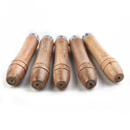 5pcs/set Wooden File Handle Replacement For Metal File,wood Rasp,screwdrivers,hand Drills For File Craft Tool Length 9cm Hole Beauty Trend Shop