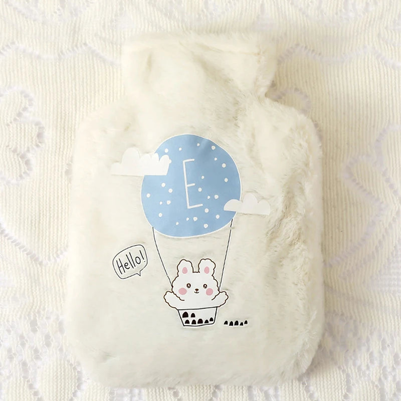 Cartoon Plush Rabbit Bear Hot Water Bottle Water Filling Velvet Small Portable Student Hand Warmer Cute Warm Water Bag Beauty World Shop