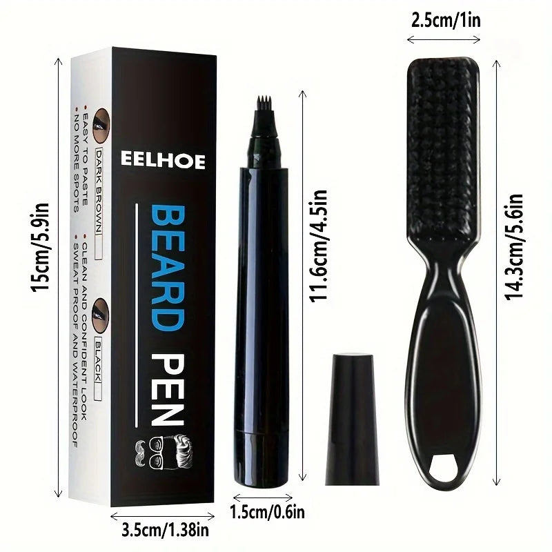 Hot Sale Beard Filling Pen Kit Beard Enhancer Brush Beard Coloring Shaping Tools Waterproof Black Brown Hair Pencil Man Cosmetic Beauty World Shop