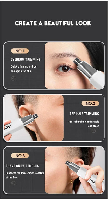 2 In 1 Electric Portable Ear And Nose Hair Trimmer Clipper 2024 Professional Painless Portable Eyebrow For Men Beauty World Shop