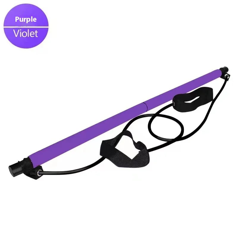 Pilates Stick - Adjustable Fitness Bar for Home Workout, Yoga, Stretching & Toning - Portable Exercise Rod with Elastic Bands Beauty World Shop
