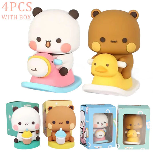 Cute Kawaii Bubu Dudu Panda Bear Figure Cartoon Exciting Bear Miniatures Collectible Animal Toy Doll Ornament Home Derocation Beauty World Shop