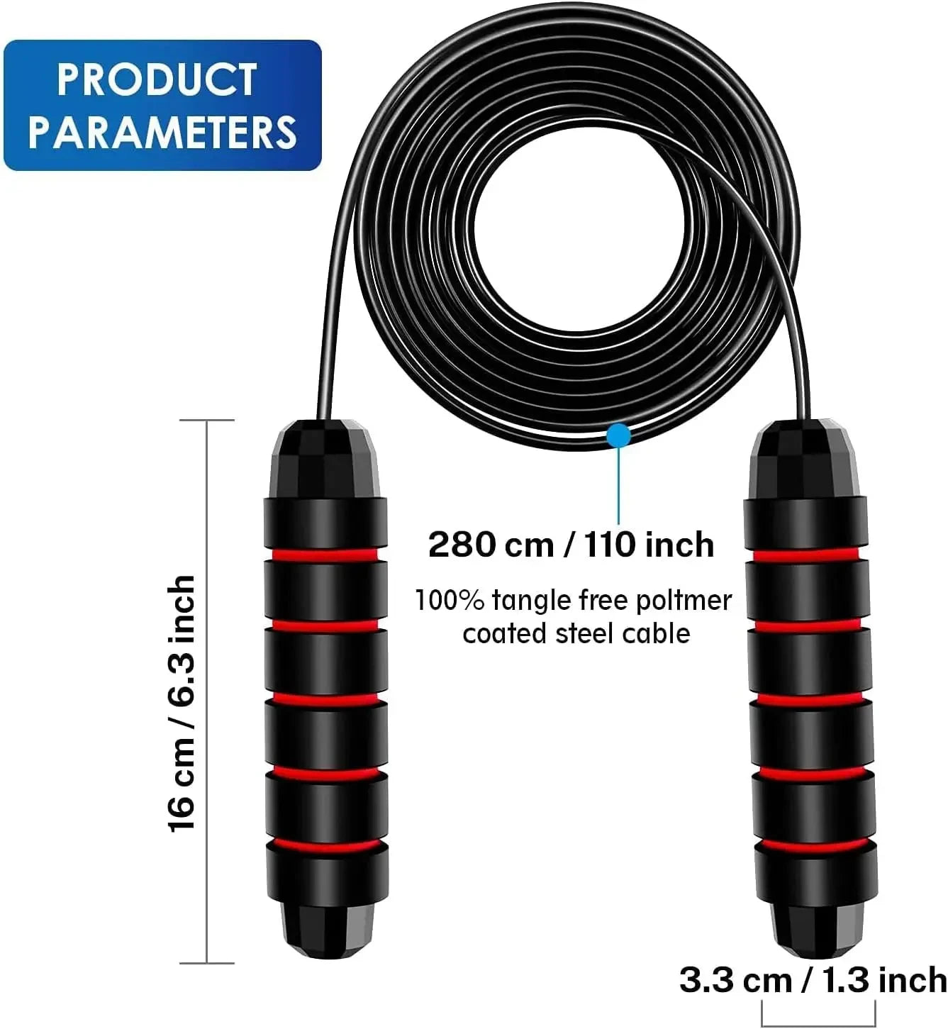 Jump Rope, Tangle-Free Rapid Speed Jumping Rope Cable with Ball Bearings for Women, Men, and Kids, Adjustable Steel Jump Rope Beauty World Shop