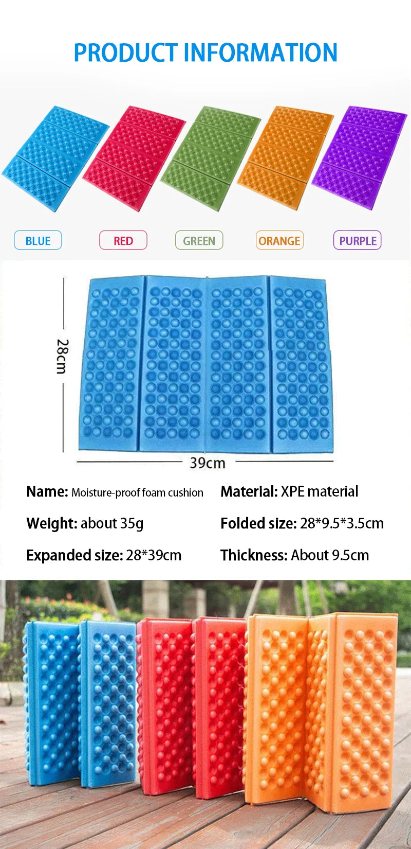 Camping Foam Pad Waterproof Foam Seat for Picnic Hiking Backpacking Mountaineering Trekking Stadium Bleachers Outdoor Beauty World Shop