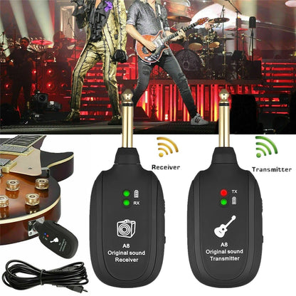 A8 Guitar Wireless System - Built-in Rechargeable Transmitter & Receiver for Electric Guitar/Bass Beauty World Shop