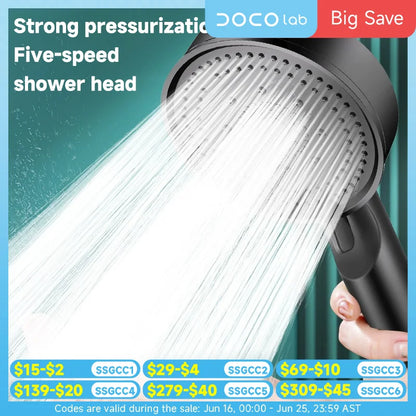 5 Modes Pressure Boost Shower Head Multifunction Adjustable Large Water Shower Nozzle Massage Bathroom Accessory Beauty World Shop