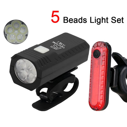 Bike Light Set Front Light with Taillight LED Rechargeable Bicycle Lights 3 Modes Headlight Easy to Install Night Cycling Lamp Beauty Fashion