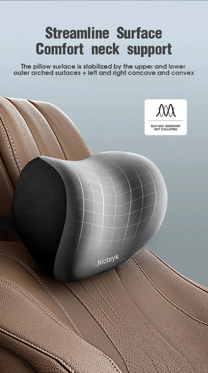 Car Neck Pillow Memory Foam Protective Lumbar Back Support Breathable Car Headrest Cushion Relieve Stress Car Seat Pillow Beauty World Shop