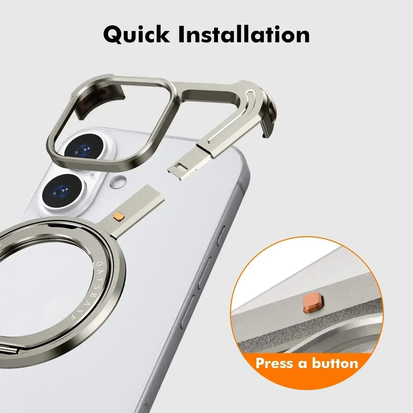 Oatsbasf Z Shape Phone Case for iPhone 16 15 14 Pro Max with Stand 360°Rotatable Magsafe Minimalist Frameless Protective Cover Beauty World Shop