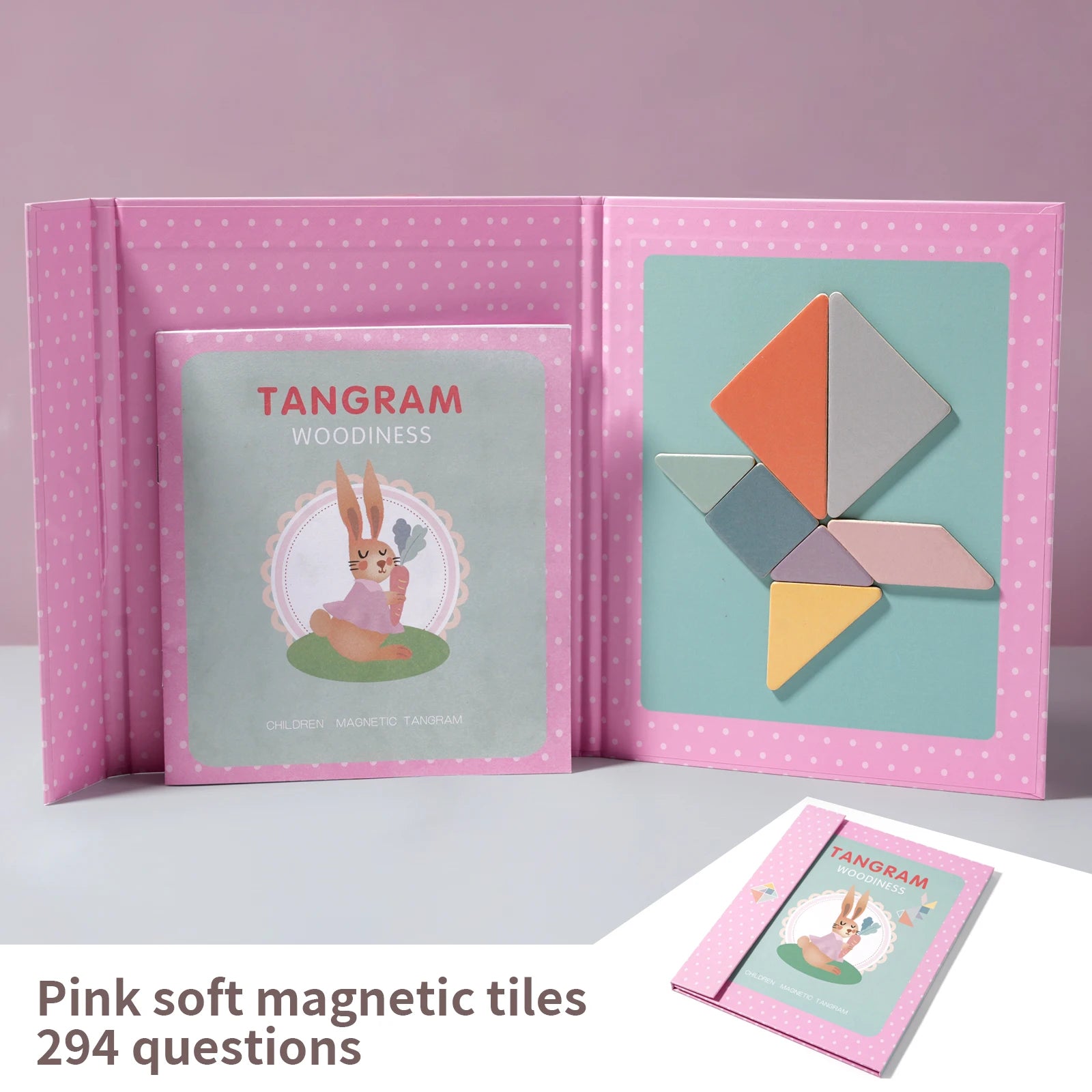 Magnetic Wooden Tangram Block Puzzle Game for Kids - Montessori Educational Intelligence Jigsaw Children's Gift Beauty Fashion