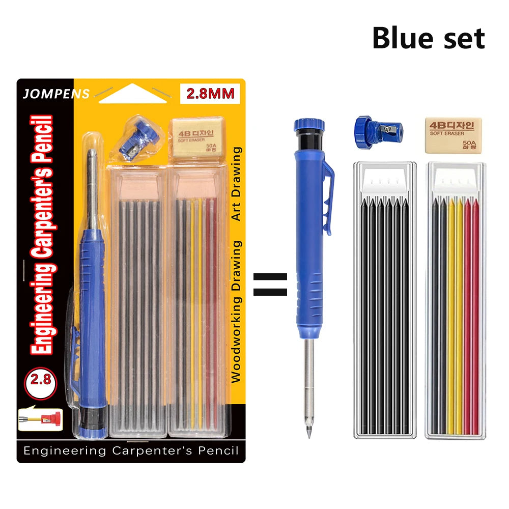 Solid Carpenter Pencil Set Deep Hole Marking Tool Pen Built In Pencil Sharpener Carpenter Lead Core Automatic Pencil Drawing Pen Beauty World Shop