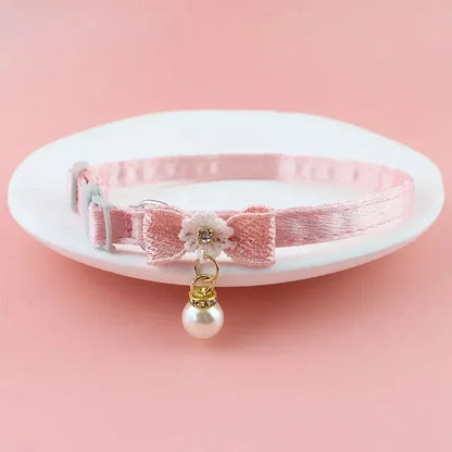 Pet Collar Pink Lace Bow Hanging Bead Cat Choker Bell Dog Cat Supplies Pet Accessories Dog Accessories Dog Cat Products Beauty World Shop