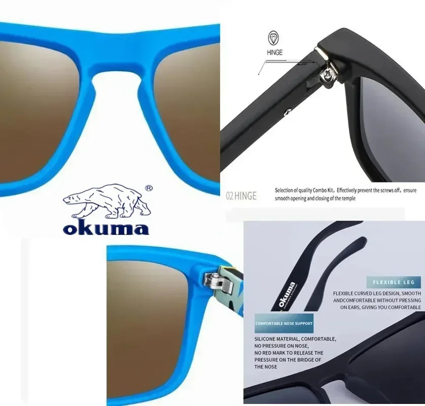 Okuma Polarized Sunglasses UV400 for Men and Women Outdoor Hunting, Fishing, Driving Bicycles, Sunglasses Optional Box Beauty World Shop