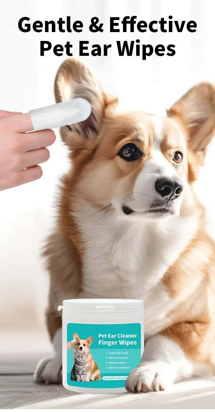 50 PCS Pet Cleaning Products  Ear Cleaning Wipes  Ear Care Fingertips  Ear Mite Removal  Cat and Dog Ear Cleaning Pet Products Beauty World Shop