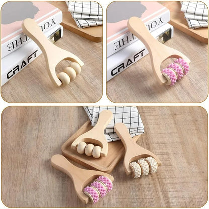 Wooden Massage Roller Set | Handheld Body & Foot Massager for Neck Back Legs | Muscle Relief Tool for Home & Office Use Beauty World Shop