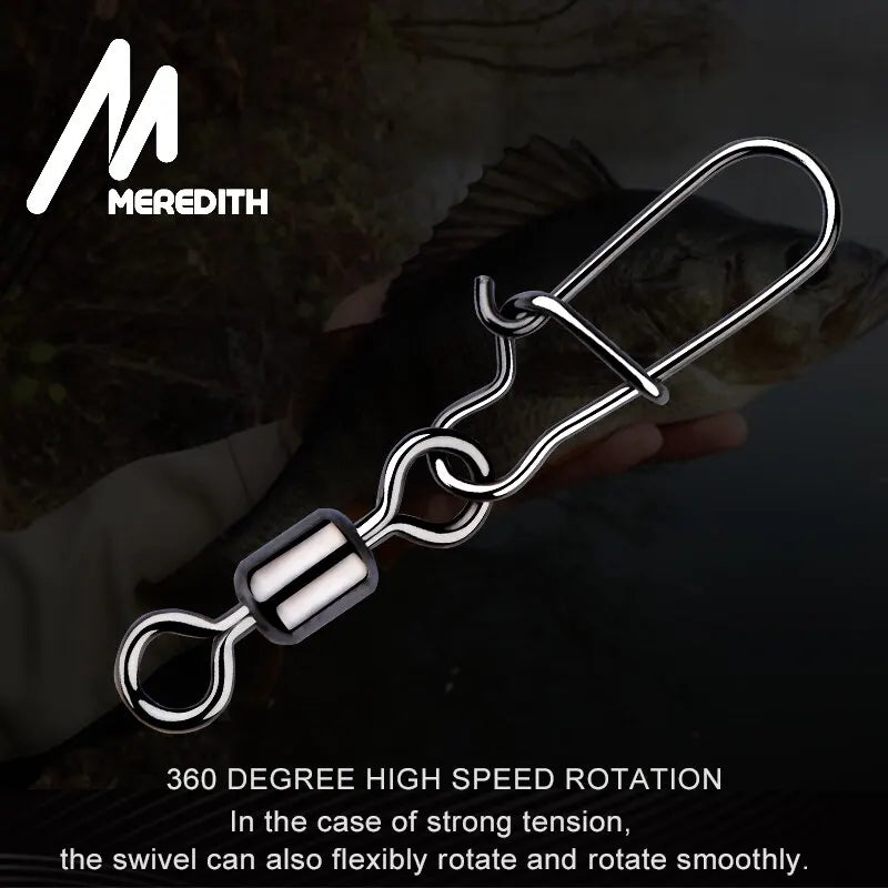 MEREDITH Pike Fishing Accessories Connector 50PCS Pin Bearing Rolling Swivel Stainless Steel Snap Fishhook Lure Swivels Tackle Beauty World Shop