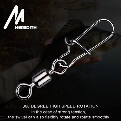MEREDITH Pike Fishing Accessories Connector 50PCS Pin Bearing Rolling Swivel Stainless Steel Snap Fishhook Lure Swivels Tackle Beauty World Shop