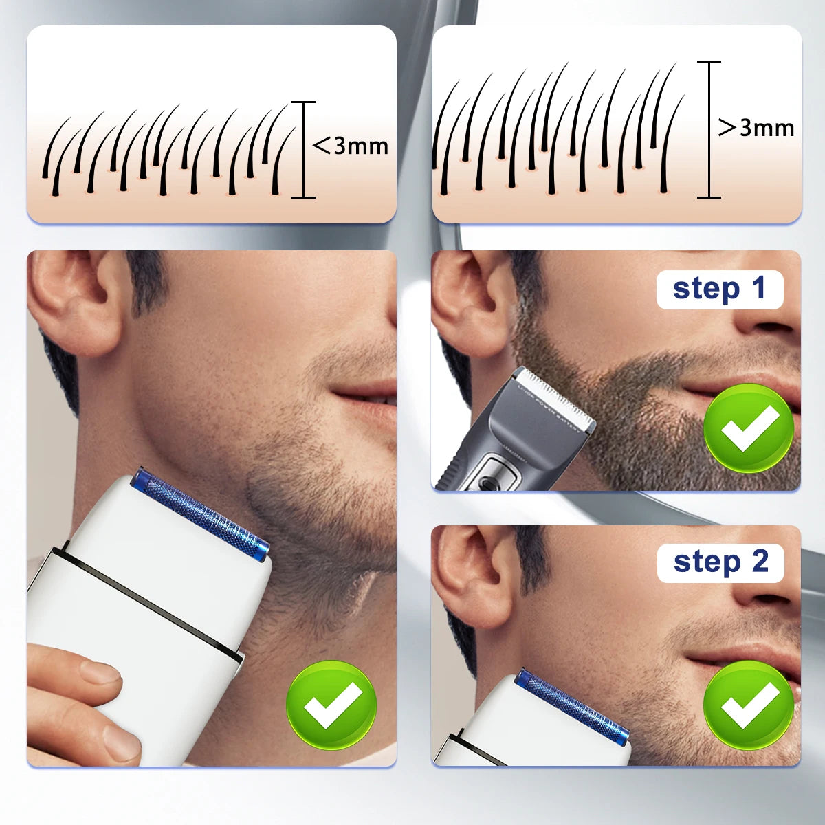ROSYOUS RS620 Men's Shaving Machine 10000RPM Double Foil Blue Hypoallergenic Knife Net Electric Beard Trimmer Barber Shop Beauty World Shop