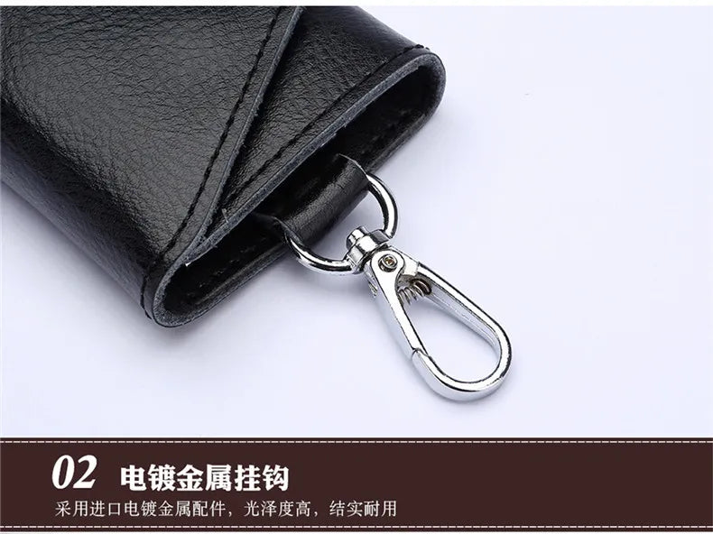 New Genuine Leather Keychain Men Key holder key organizer Pouch Car Key pouch Wallet Housekeeper Key Case Mini Card Bag Beauty World Shop