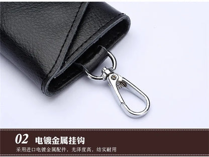 New Genuine Leather Keychain Men Key holder key organizer Pouch Car Key pouch Wallet Housekeeper Key Case Mini Card Bag Beauty World Shop