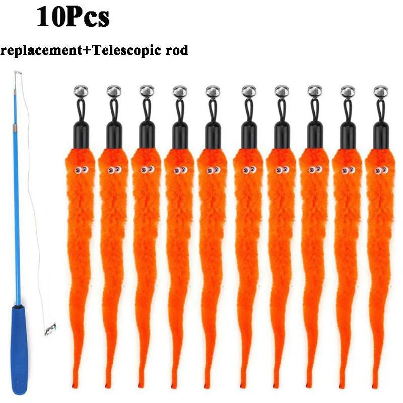 Replace Plush Cat Toy Accessories Worms Replacement Head Funny Cat Stick Pet Toys 5/10/6/11 Pcs Beauty World Shop