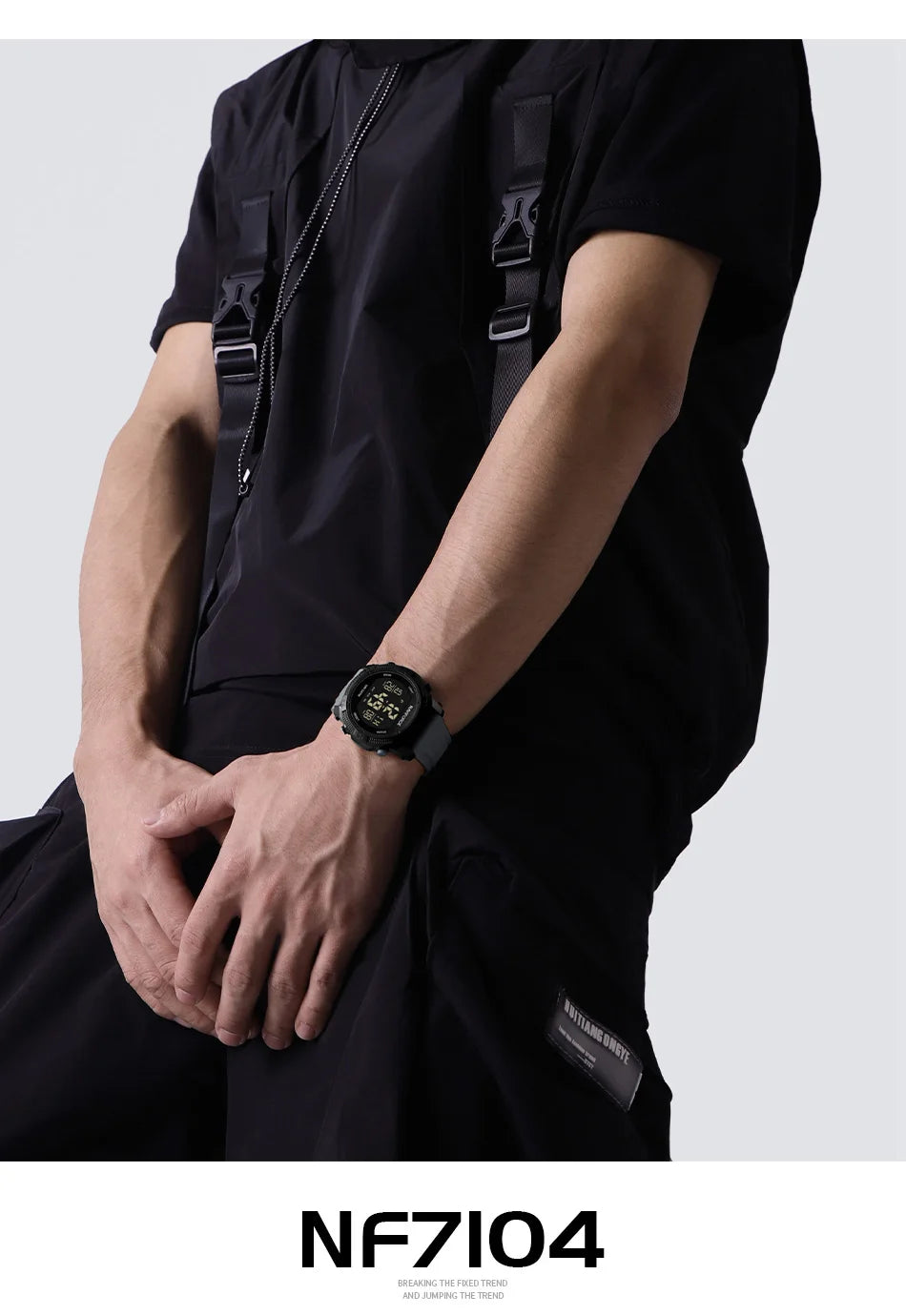 NAVIFORCE 7104 Sports Men's LCD Digital Leisure Date Week Alarm Clock Waterproof Silicone Strap Electronic Watch électronique Beauty World Shop