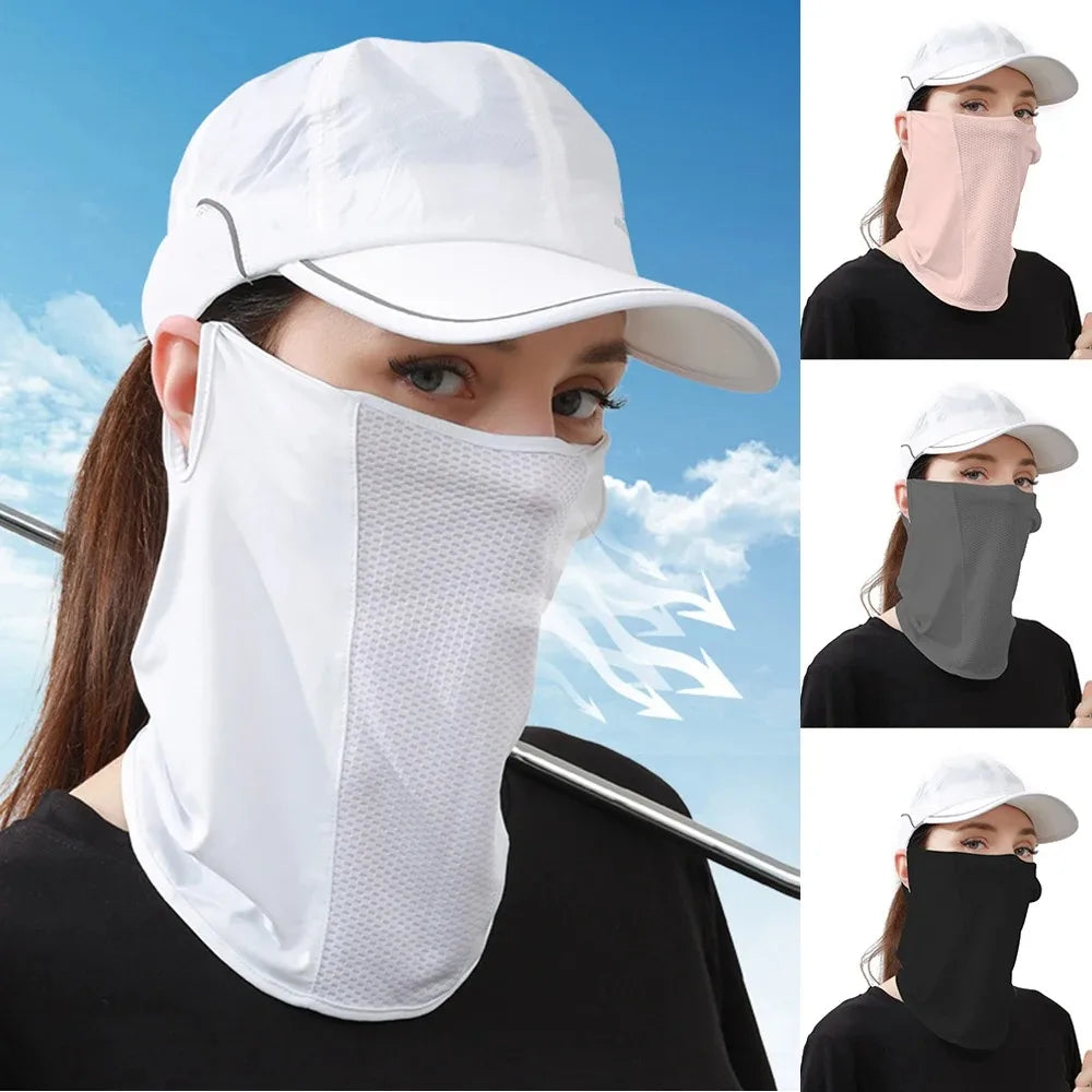Unisex UV Protection Outdoor Neck Wrap Cover Sports Sun Proof Bib Ice Silk Mask Face Cover Neck Wrap Cover Sunscreen Face Scarf Beauty World Shop