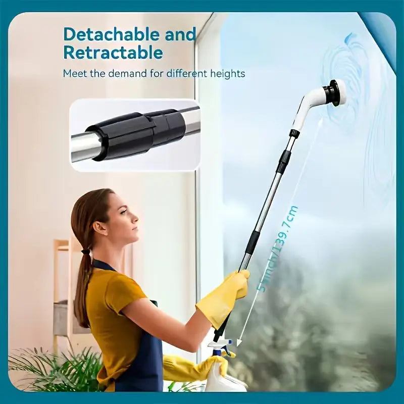 9 in 1 Multifunctional Handheld Electric Cleaning Brush With Telescopic Function, Bathroom Floor And Kitchen Cleaning Tool Beauty World Shop