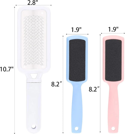 3Pcs Foot Files Kit Foot Scrubber Foot Rasp,Double-Sided Heel Files Pedicure Tool Callus Remover Stainless Steel Feet Scraper Beauty World Shop