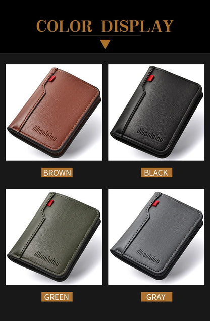 1Pc New Ultra-thin Mini Soft PU Leather Credit Card Wallet Holder Short Vertical High Quality Men's Wallet Beauty World Shop