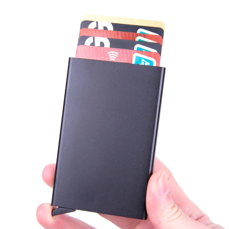 Small and Practical Pop Up Minimalist Smart Wallet Thin Slim RFID Credit Card Holder for Men Women Metal Purse Mini Wallets Beauty World Shop