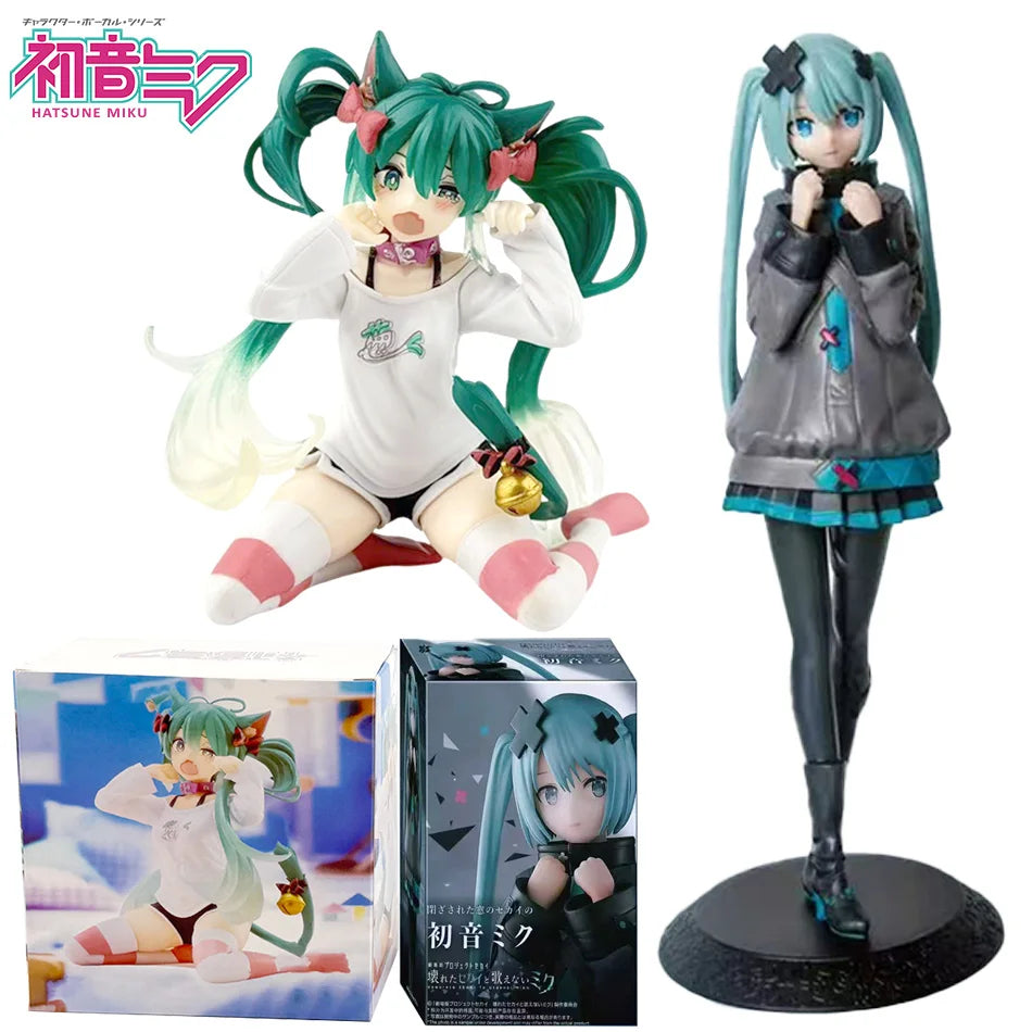 New 12-20cm Desktop Cute Hatsune Miku Kwaii Style Anime Figure Toys PVC Model Collector Doll Birthday Gift Beauty World Shop