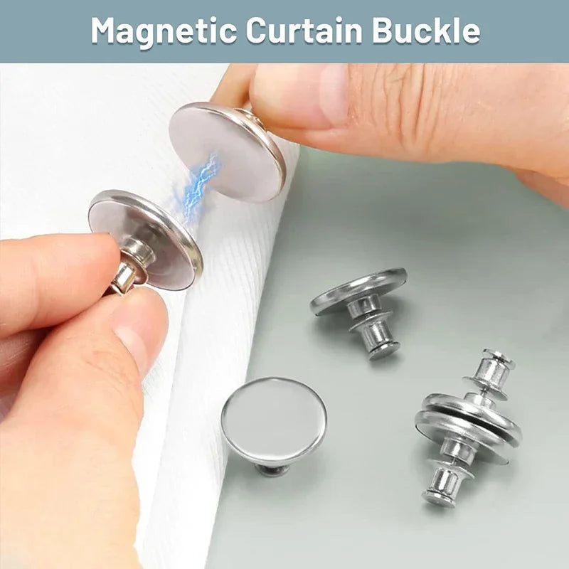 4/8Pairs Curtain Magnetic Button Detachable Curtain Fix Fastener Clip Prevent Light Adjustment Window Screen Close Magnet Buckle Beauty World Shop