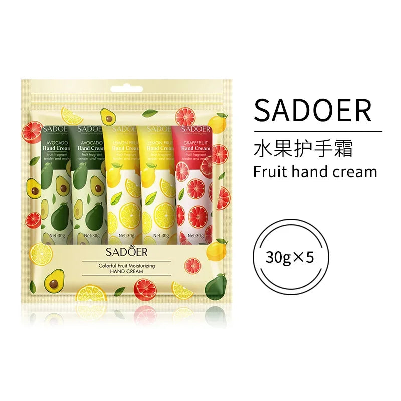 5Pcs/set Fruit Plant Fragrance Hand Cream Sets Moisturizing Repair Anti Dry Hand Lotion Sets Hands Skin Care Products Beauty Trend Shop