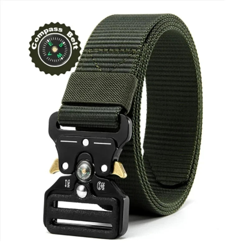 Compass Multi-Function Outdoor Tactical Belt for Men and Women Durable Quick-Dry Canvas Nylon Webbing Hiking Camping Sport Gear Beauty Fashion
