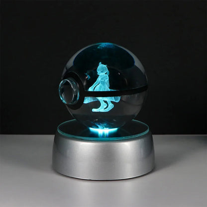 Pokemon Crystal Ball Pikachu Gengar Eevee Mewtwo Lacario Anime Game Pokeball Led Night Light Base Kids Birthday Gift Home Decor Beauty World Shop
